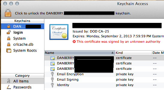 Image showing login section of Keychain